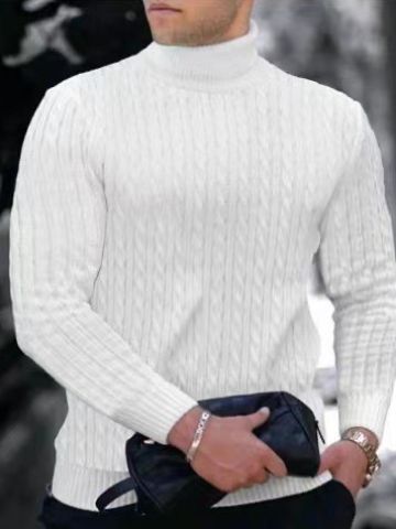 Men's turtleneck sweater with textured knit pattern Lisslune