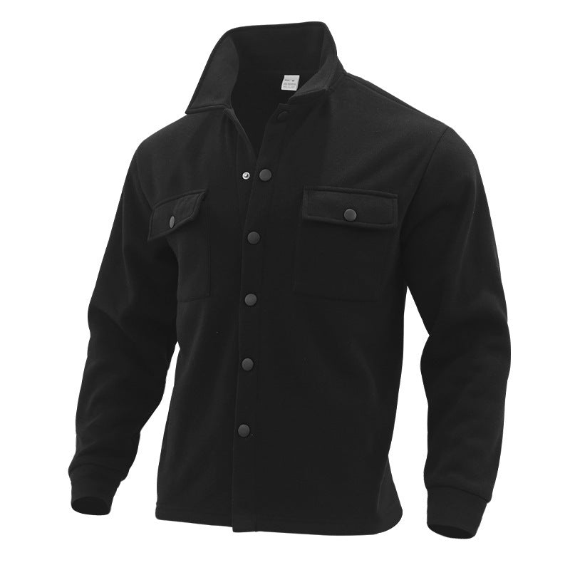Men's casual shirt jacket with practical pockets and modern stand-up collar Lisslune