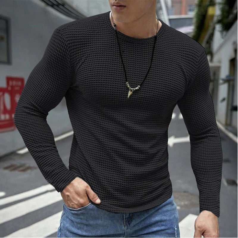 Men's Long Sleeve Shirt Made of Textured Fabric Lisslune