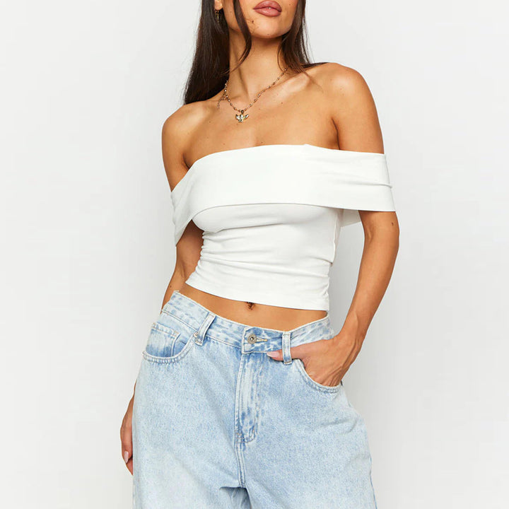 Damen Schulterfreies Crop-Top mit figurformendem Schnitt Lisslune