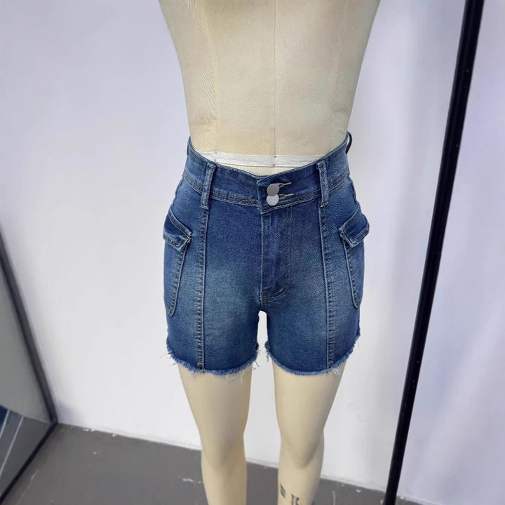 Women's Denim Shorts with High Waist and Patch Pockets Lisslune