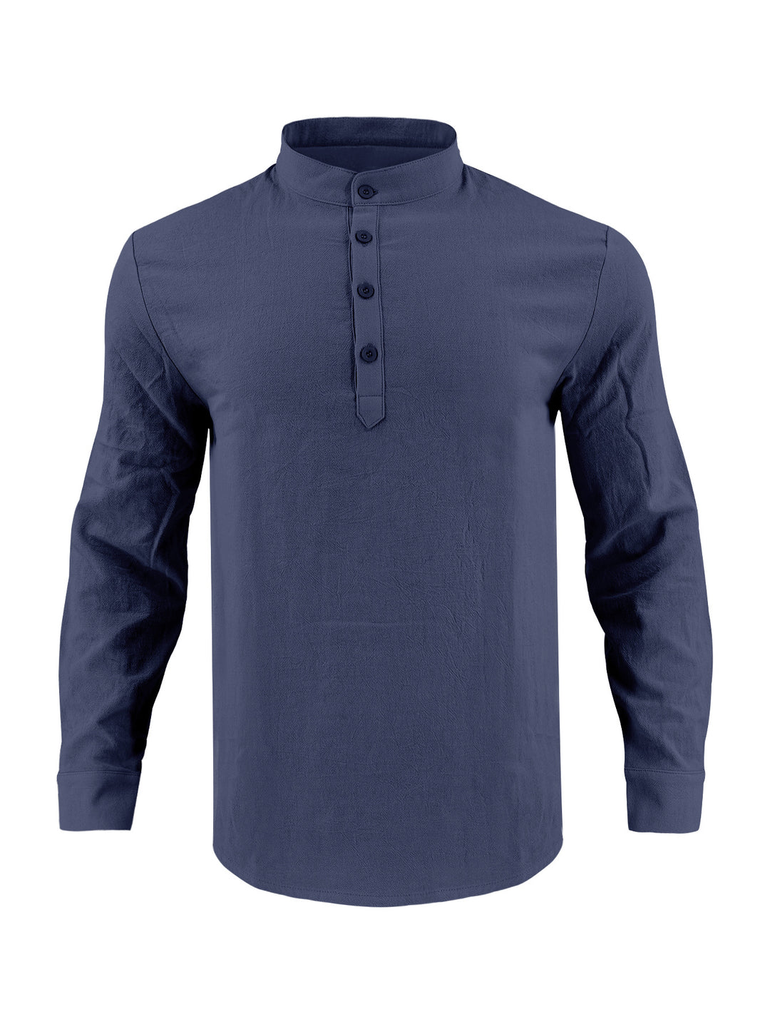 Men's elegant long-sleeve shirt with fashionable standing collar and structured surface Lisslune