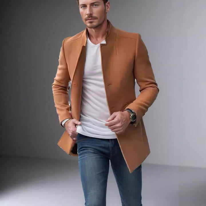 Men's modern blazer with straight cut and elegant stand-up collar Lisslune