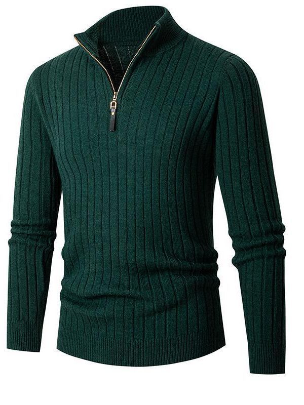 Men's pullover with stand-up collar and textured rib design Lisslune