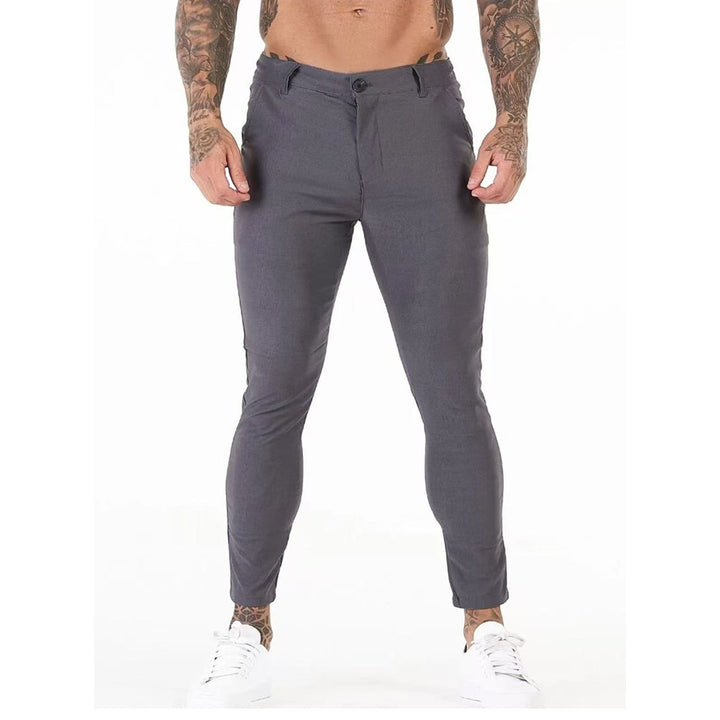 Men's Elegant Slim-Fit Chinos with Elastic Waist and Side Pockets Lisslune