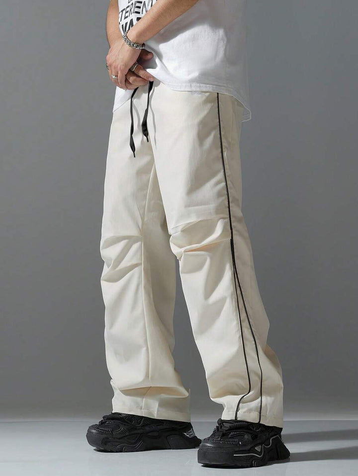 Men's Breathable Casual Pants with Side Stripe and Elastic Waistband Lisslune