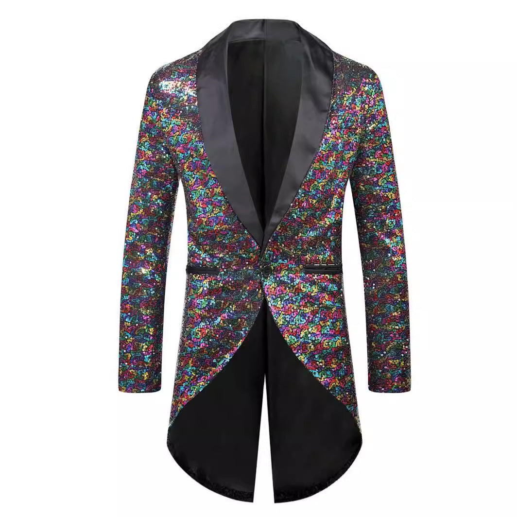 Men's Glittering Suit Blazer with Elegant Shawl Collar Lisslune