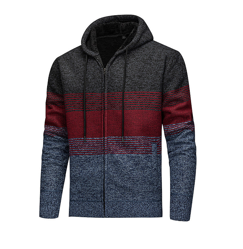 Men's Stylish Cardigan with Hood and Gradient Lisslune