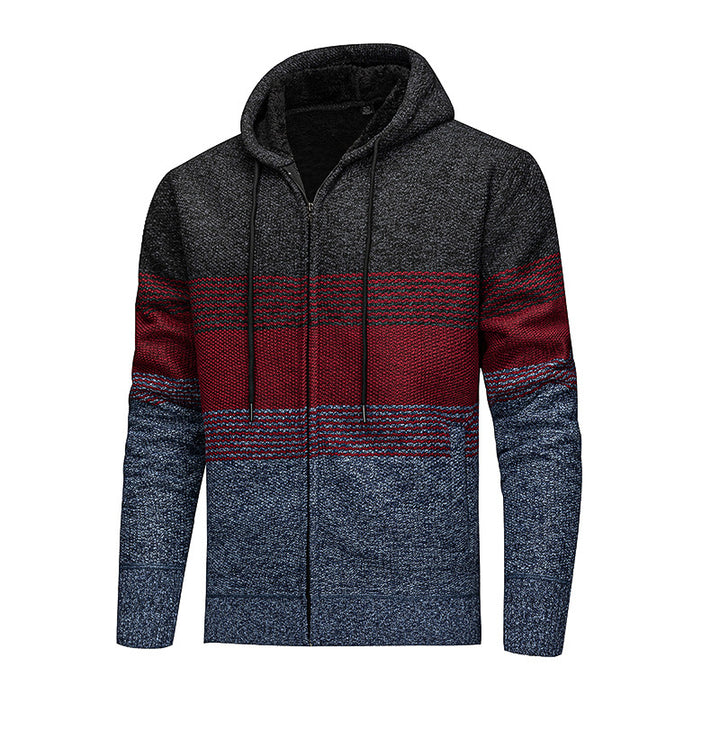 Men's Stylish Cardigan with Hood and Gradient Lisslune