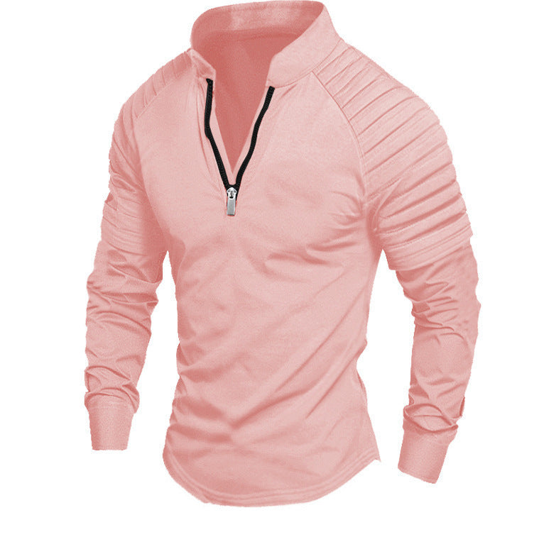 Men's training shirt with high collar and subtle zipper Lisslune