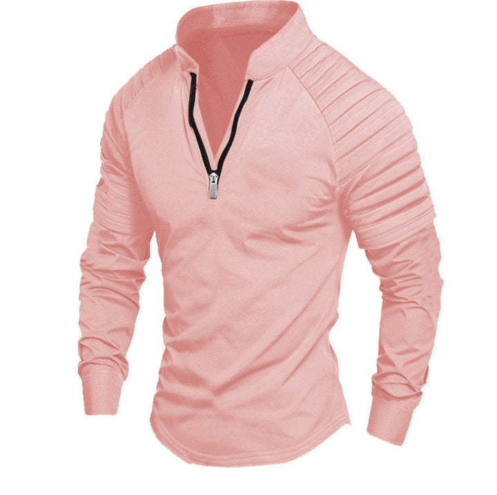 Men's training shirt with high collar and subtle zipper Lisslune