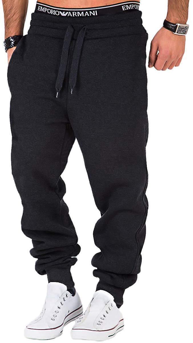 Men's casual joggers with elastic waistband and contrast drawstring Lisslune
