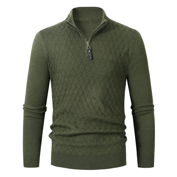 Men's knitted sweater with stand-up collar and zipper Lisslune