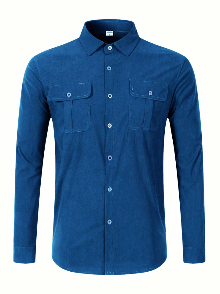 Men's long-sleeve shirt with practical chest pockets and durable fabric Lisslune