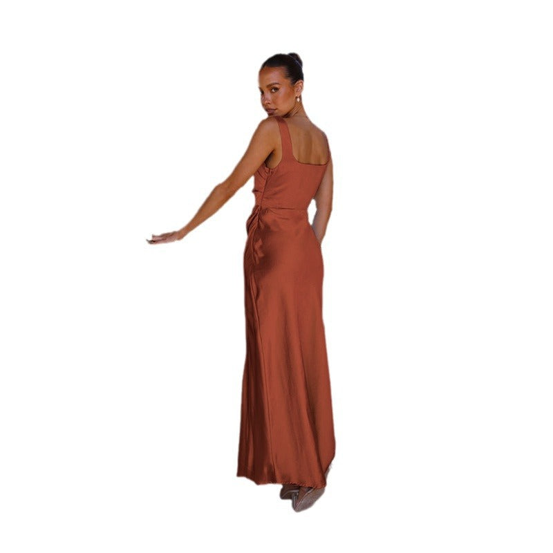 Ladies evening dress with high slit and stylish silhouette