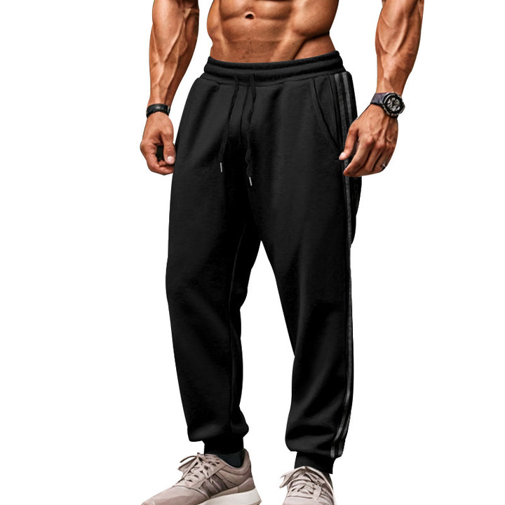 Men's Comfortable Sports Pants with Contrasting Side Inserts and Elastic Waistband Lisslune