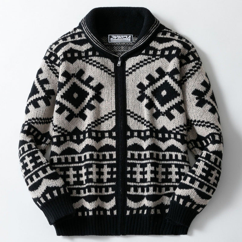 Men's design-oriented cardigan with geometric pattern Lisslune