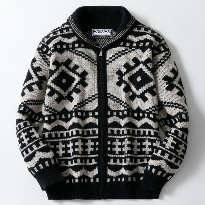 Men's design-oriented cardigan with geometric pattern Lisslune