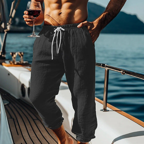 Men's casual leisure pants with elastic waistband and practical side pockets Lisslune