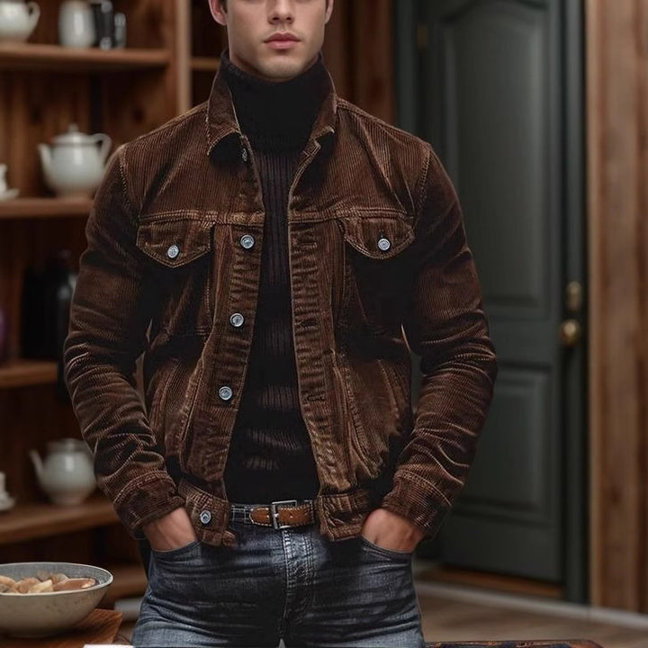 Men's cord jacket in modern design with practical breast pockets Lisslune