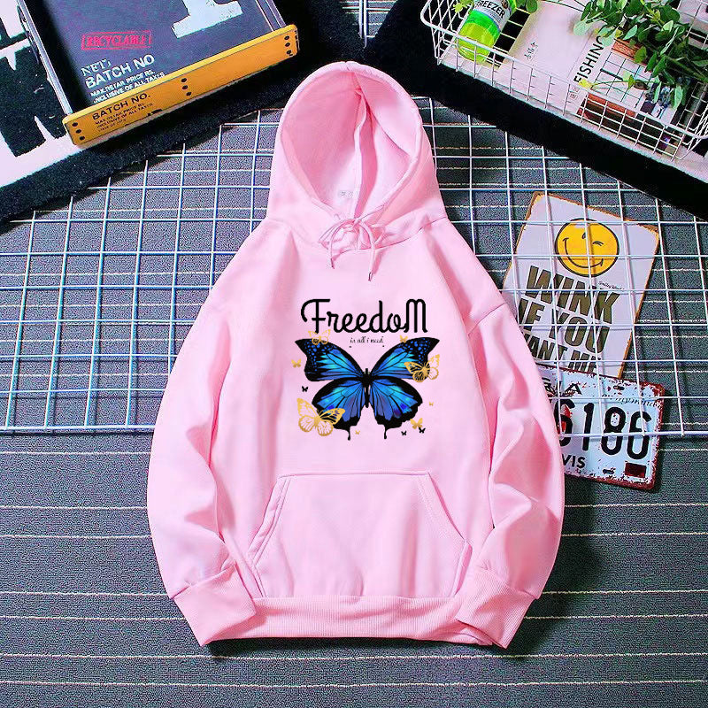Ladies hooded sweatshirt with artistic butterfly design Lisslune