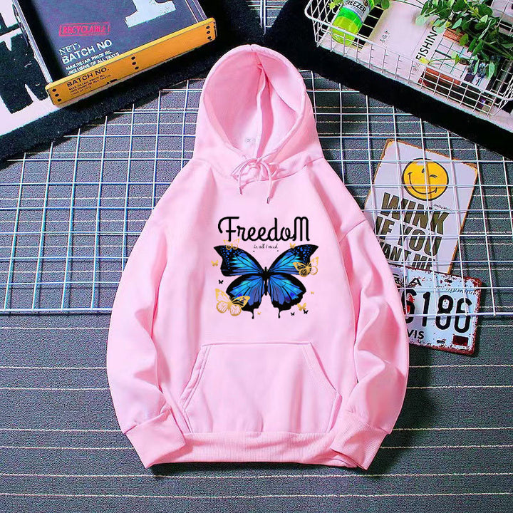 Ladies hooded sweatshirt with artistic butterfly design Lisslune