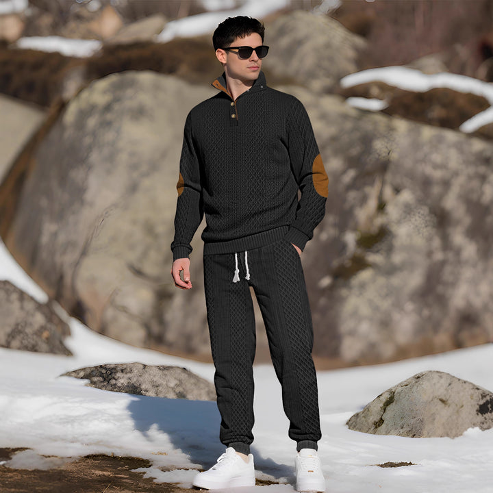 Men's Comfortable Knit Sweater with Stand-Up Collar and Trendy Buttons Lisslune
