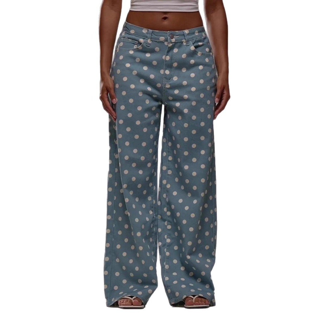 Damen weite Polka-Dot Palazzo-Hosen mit high-waist Schnitt Lisslune