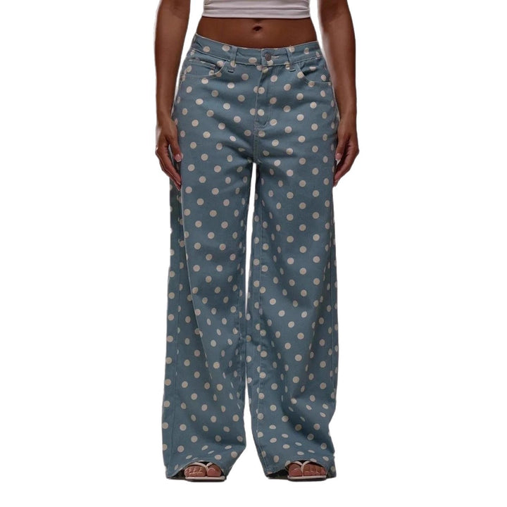 Damen weite Polka-Dot Palazzo-Hosen mit high-waist Schnitt Lisslune