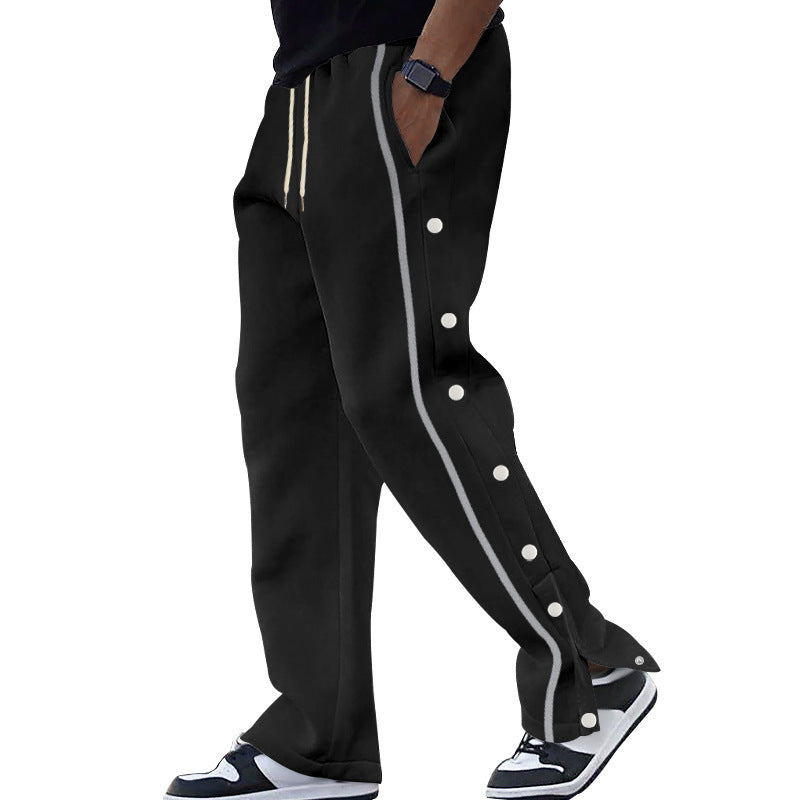 Men's Sporty Training Pants with Side Snap Button Details Lisslune