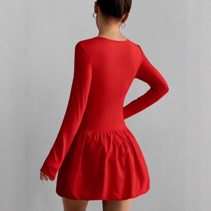 Damen Figurumspielendes Kleid mit langen Ärmeln und gerafftem Saum Lisslune