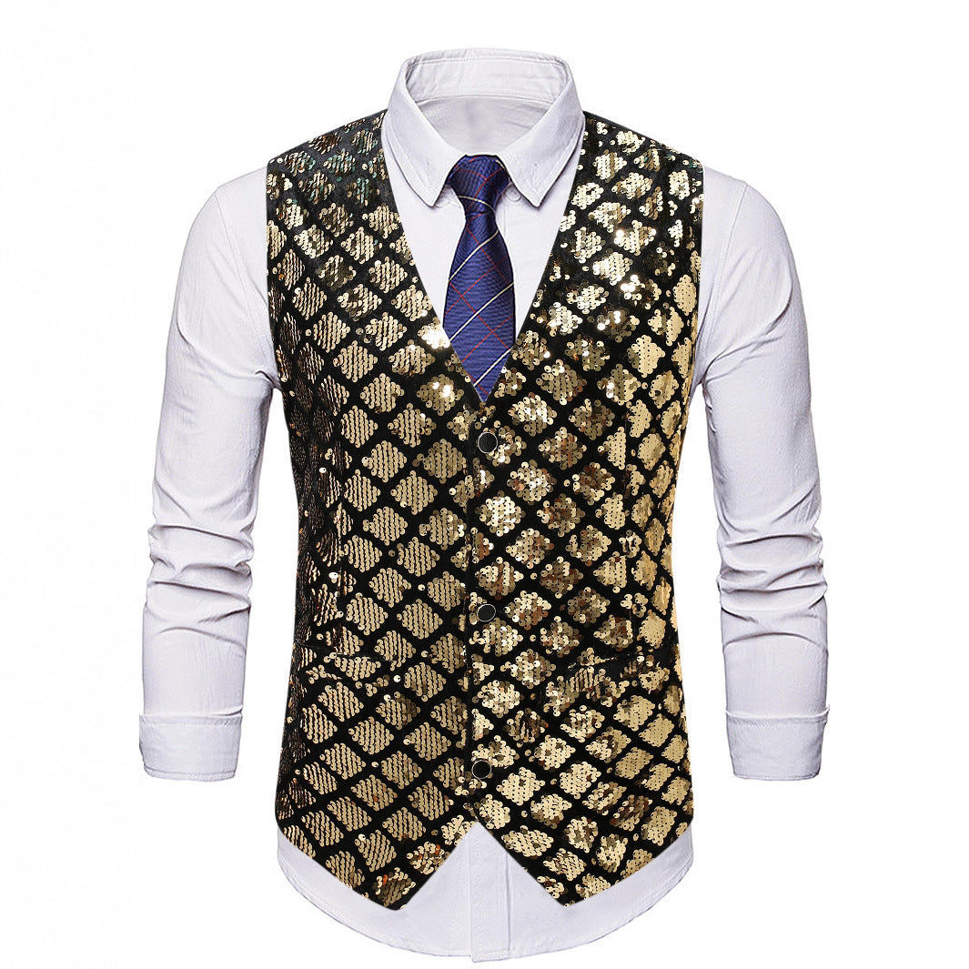 Men's Elegant Sequin Vest Lisslune
