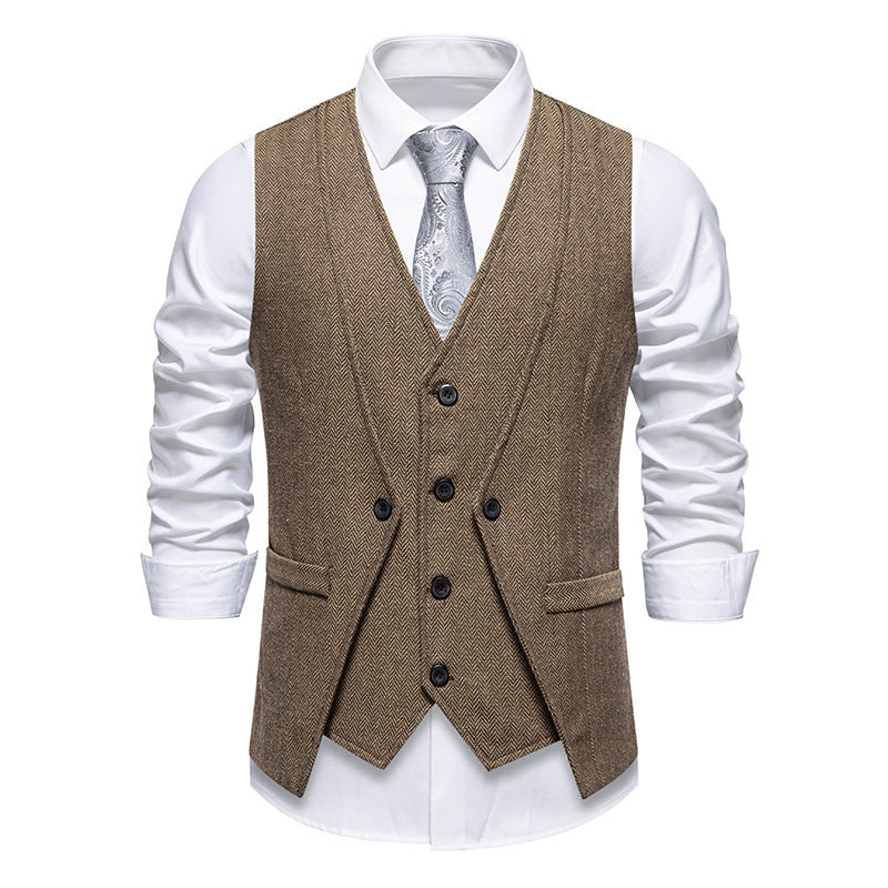 Men's suit vest in elegant herringbone design with practical pockets Lisslune