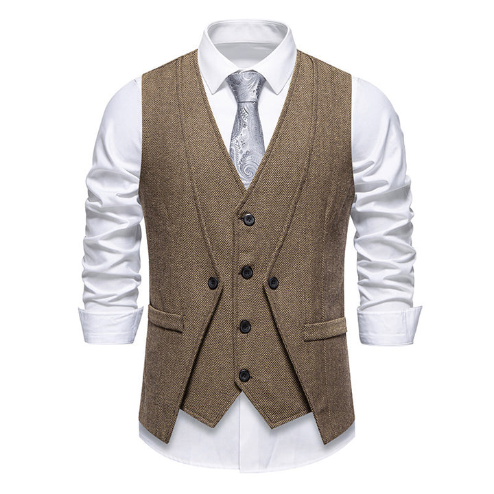 Men's suit vest in elegant herringbone design with practical pockets Lisslune