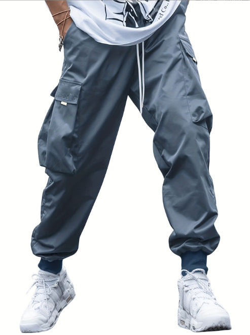 Men's casual utility pants with practical pockets and elastic hem Lisslune