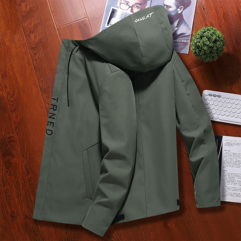 Men's stylish transitional jacket with adjustable hood design and practical zippered pockets Lisslune