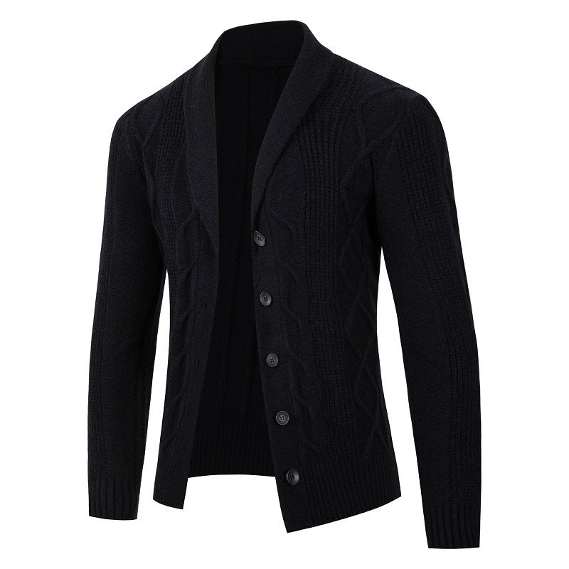Men's fashionable cardigan with cable pattern and button placket Lisslune