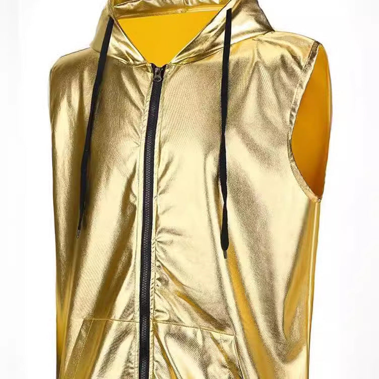Men's metallic colored hooded vest Lisslune