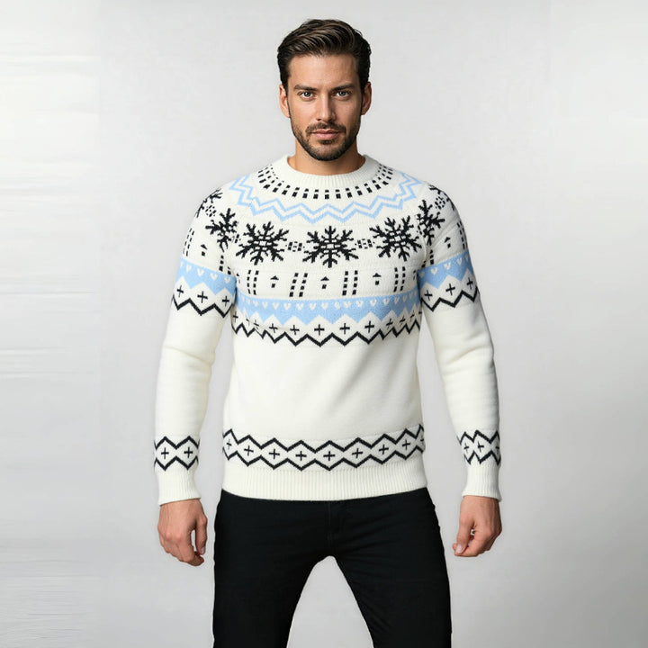 Men's cozy Norwegian sweater with winter design Lisslune