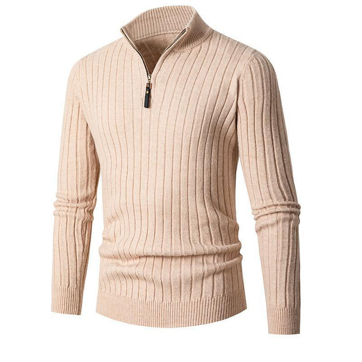 Men's pullover with stand-up collar and textured rib design Lisslune