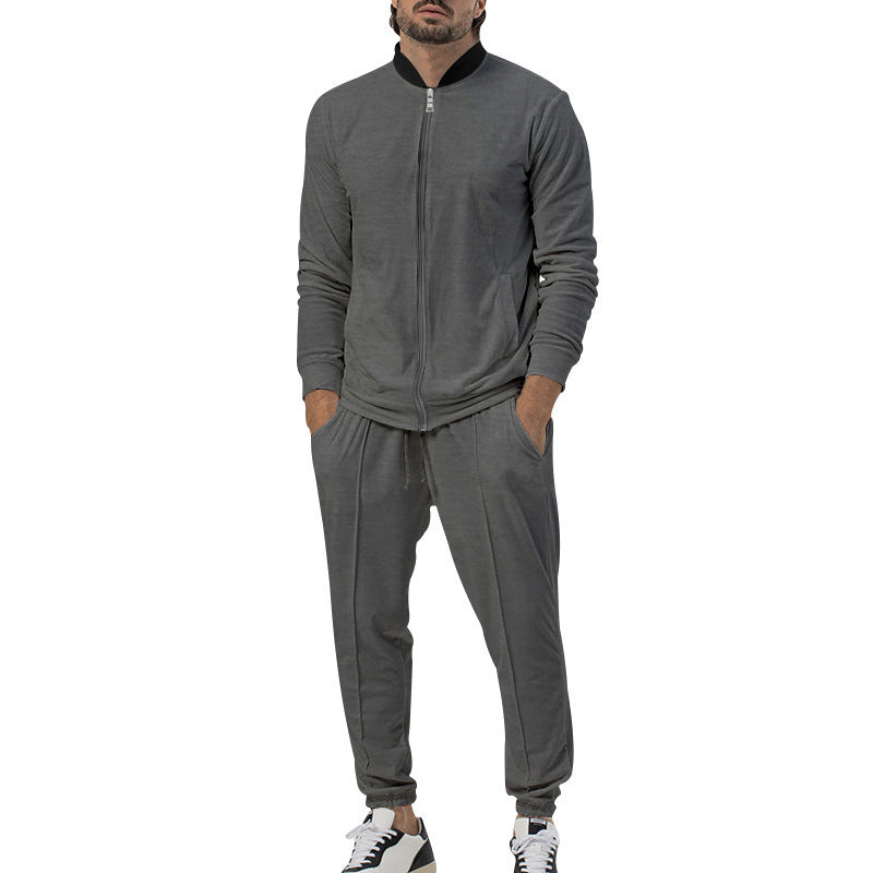 Men's sporty leisure suit with elastic waistband and zipper Lisslune