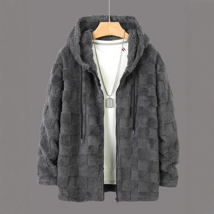 Men's cozy fleece jacket with hood and pockets Lisslune