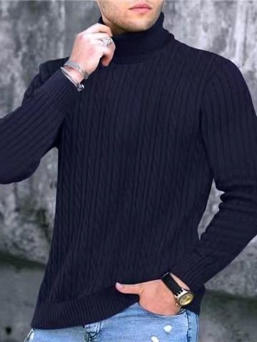 Men's turtleneck sweater with textured knit pattern Lisslune