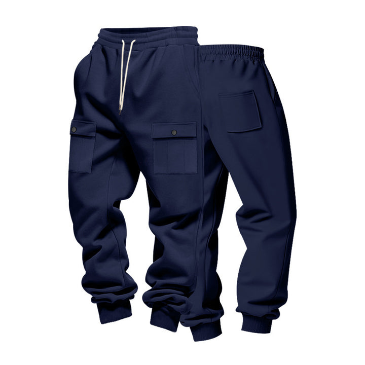 Men's cargo jogging pants made of soft cotton blend with elastic waistband and practical pockets Lisslune