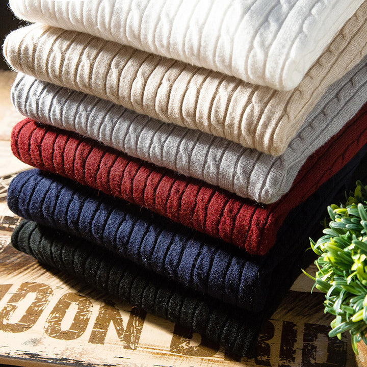 Men's knitted sweater with high collar and textured design Lisslune