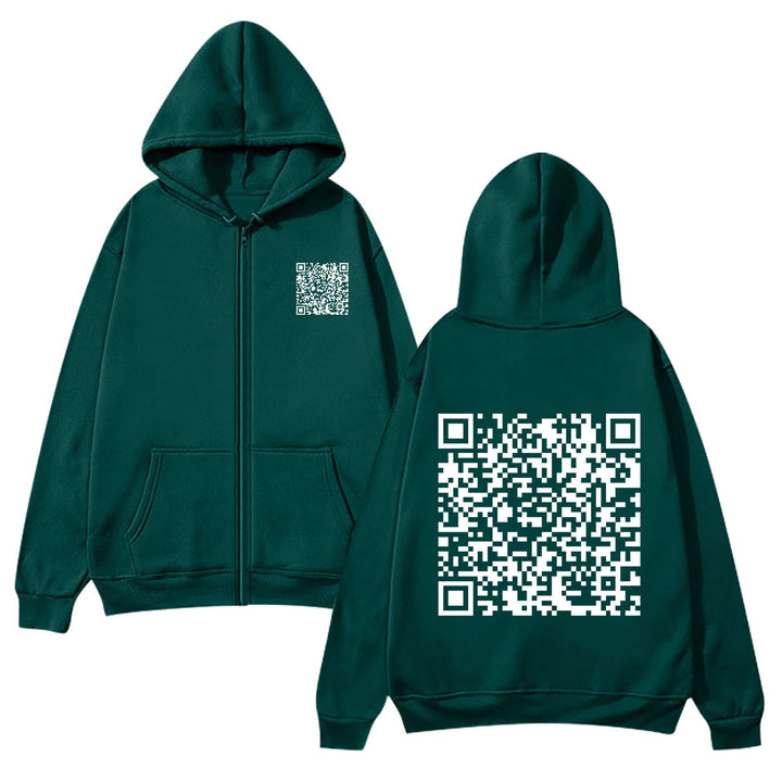 Women's hoodie jacket with QR code design and soft fleece Lisslune