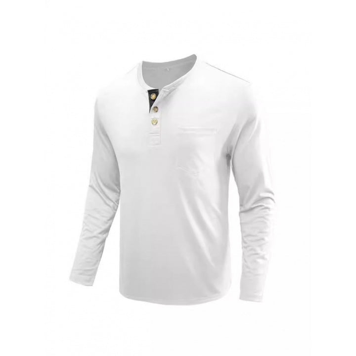 Men's Long Sleeve Shirt with Fashionable Stand-Up Collar and Elegant Button Placket Lisslune