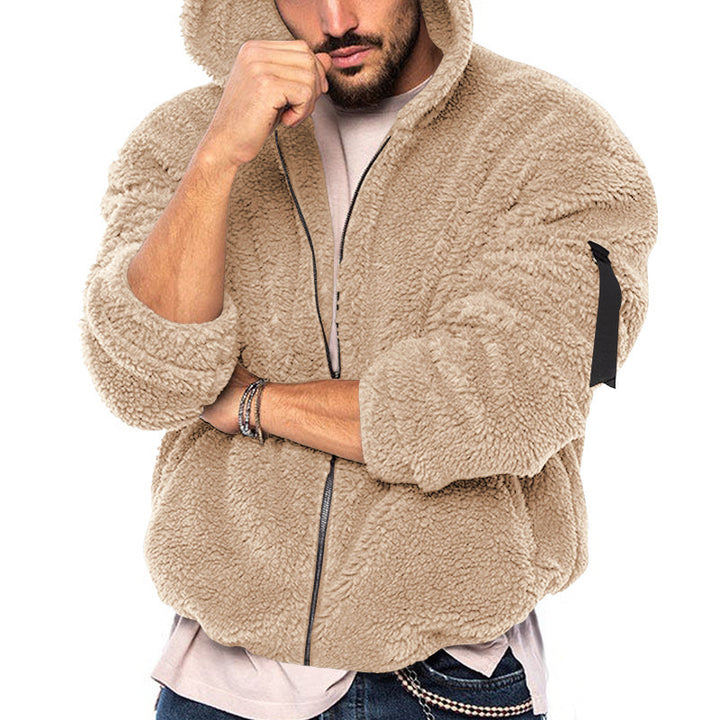 Men's cuddly teddy fleece hoodie Lisslune