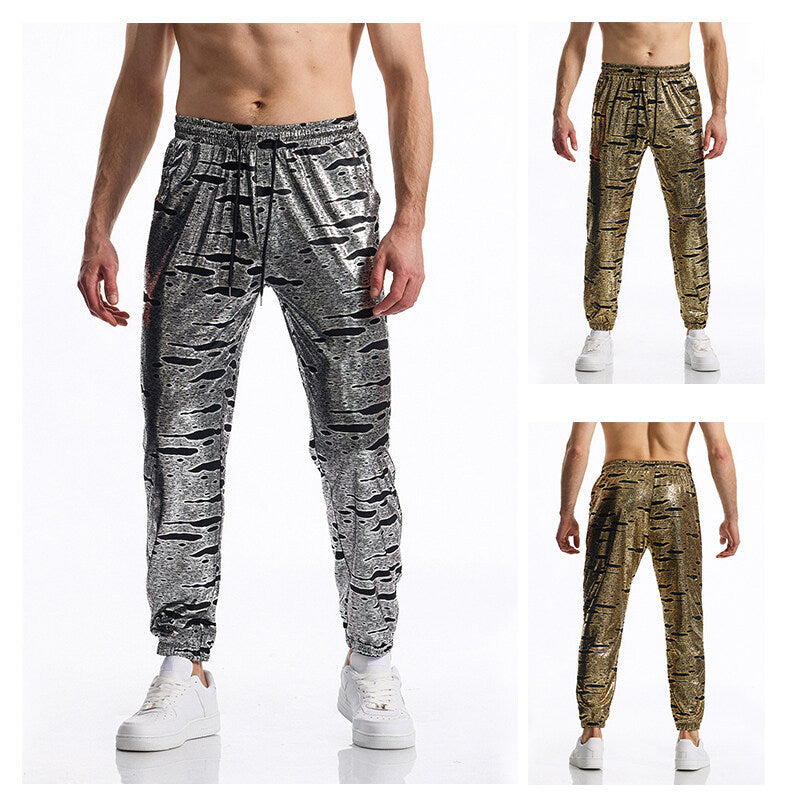 Men's sporty jogger pants with glossy finish Lisslune