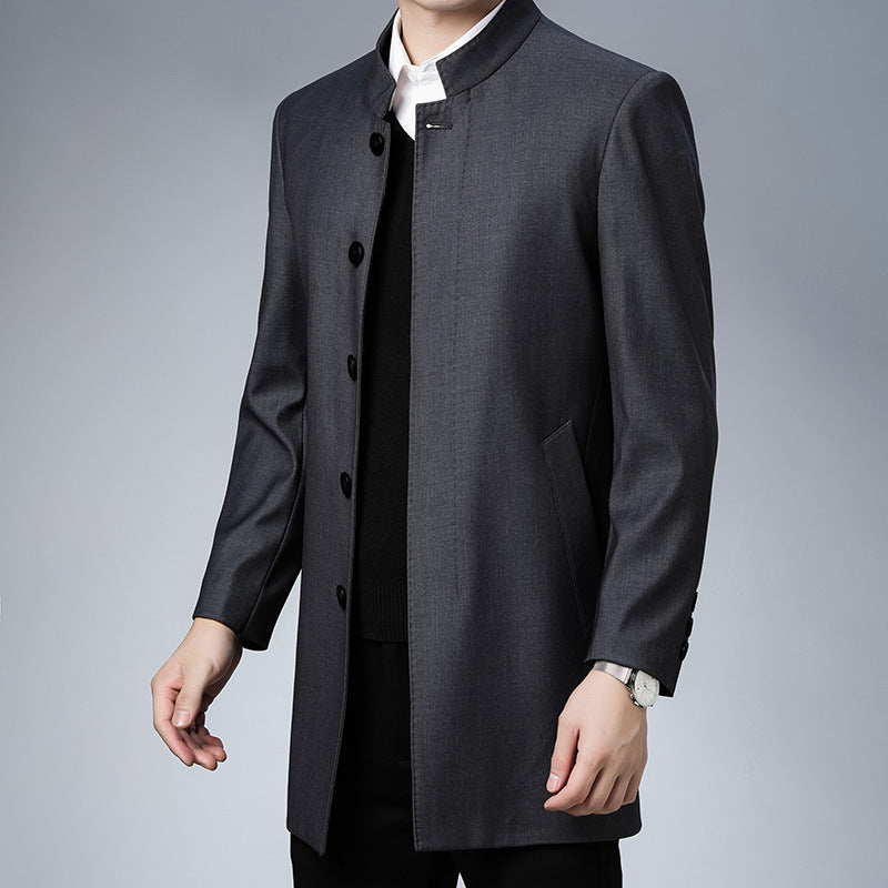 Men's Stylish Coat with Modern Buttons and High Collar Lisslune